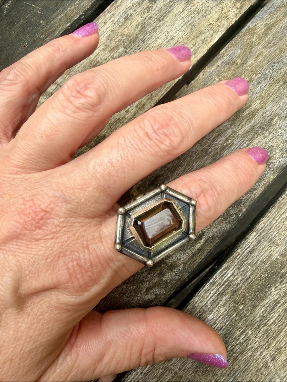 Sage Goddess Ring Smoky Quartz .925 Size 9
